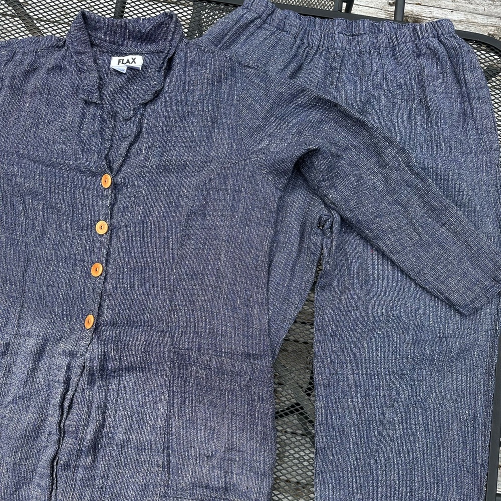 Flax Blue Button-Up Set